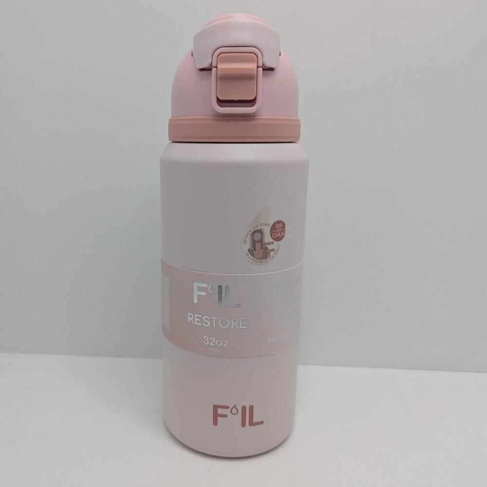 F’IL Restore 32oz Stainless Steel Water Bottle With Straw Chug Lid Blush Pink